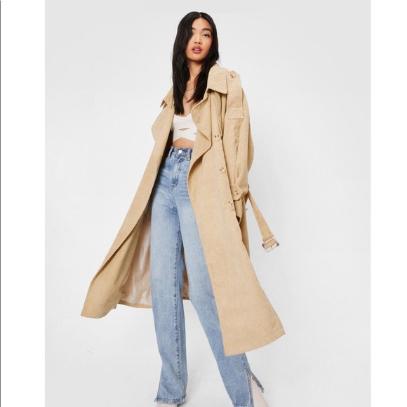 Size 8 Corduroy Oversized belted trench coat - Picture 1 of 5